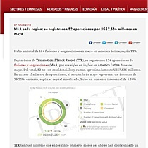 M&A en la regin: se registraron 52 operaciones por US$7,536 millones en mayo